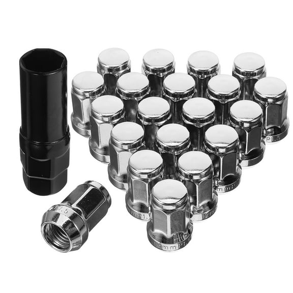 Worgeous 21 Pcs Car Hub Screws X 1.5 Lug Nuts Wheel Caps Covers Tire Silver