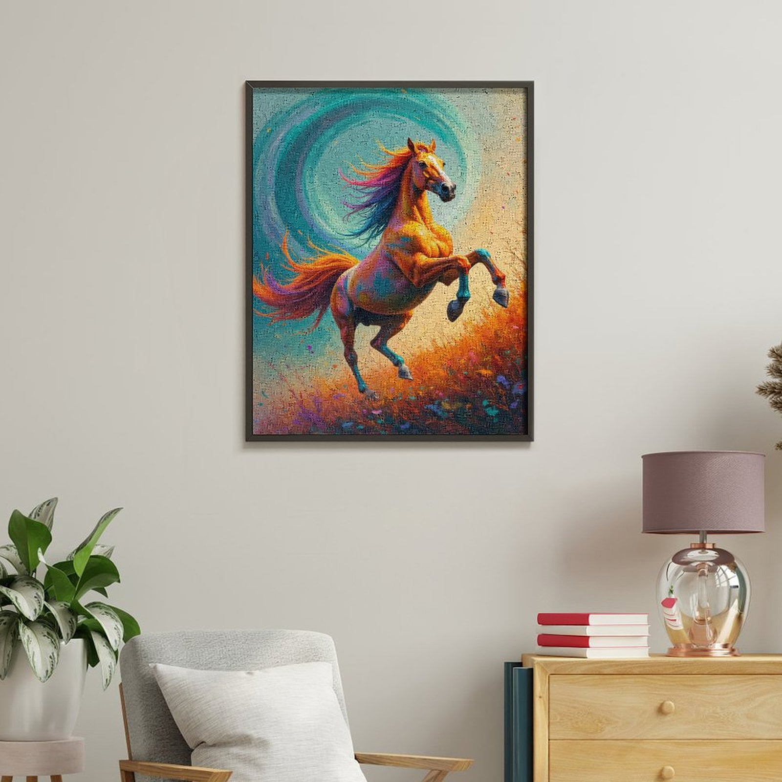 Paint By Numbers Kit for Adults Beginner - DIY Colorful Horse Majestic Art Scene Canvas Painting Kits for Adults, Frameless Paint By Number for Adults for Home Wall Decor 16x20 Inch