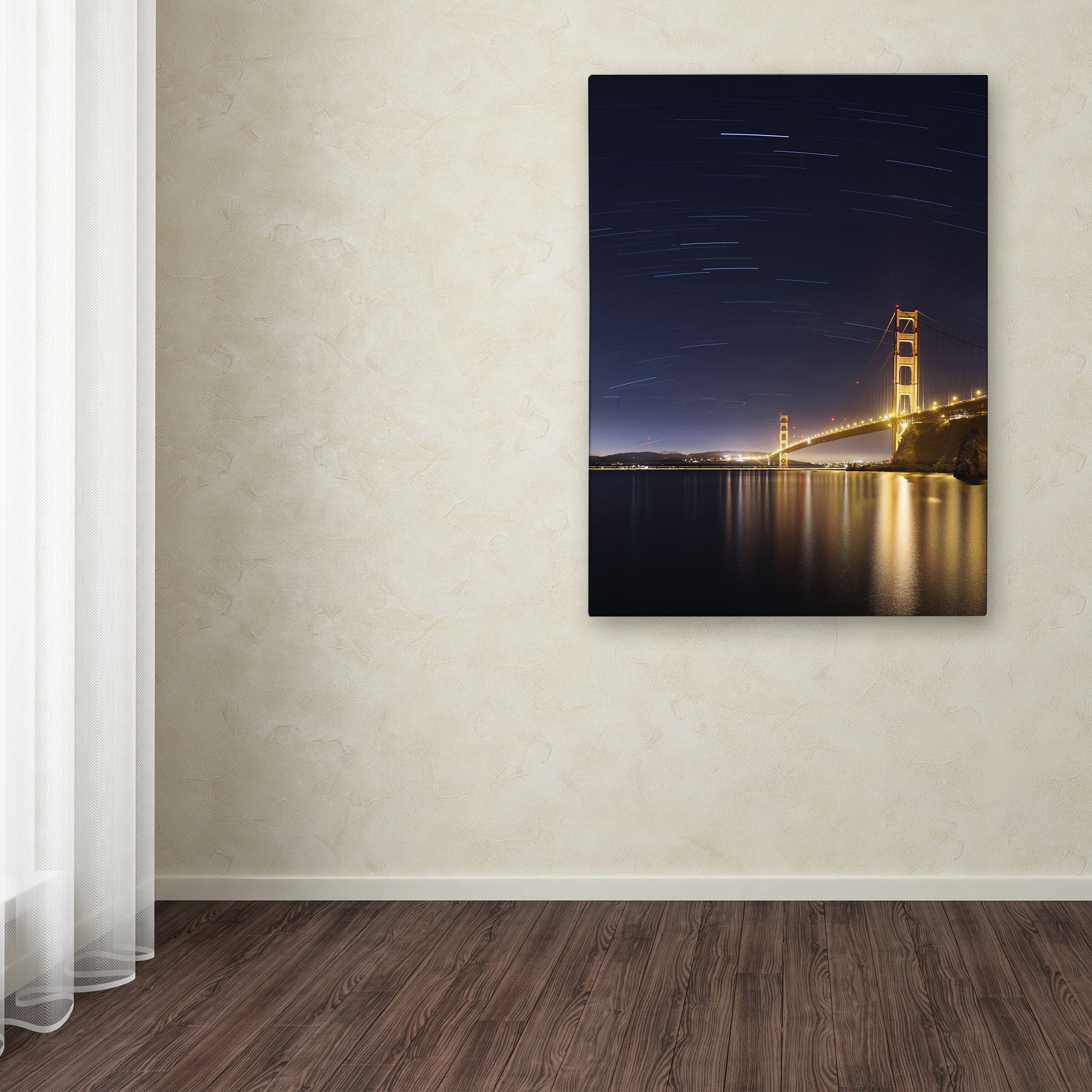 Trademark Fine Art "Golden Gate and Stars" Canvas Art by Moises Levy