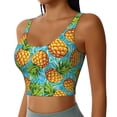 thumbnail image 2 of Fotbe Pineapple Pattern Womens' Sports Bra Longline Wirefree Padded with Medium Support Sports Moisture-Wicking Workou Vest,Tank Top-XX-Large, 2 of 9