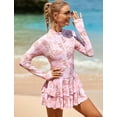 thumbnail image 6 of IDOPIP Women One Piece Rash Guard Set Long Sleeve Swimsuits Zip Front Swim Shirt Dress with Shorts, 6 of 8