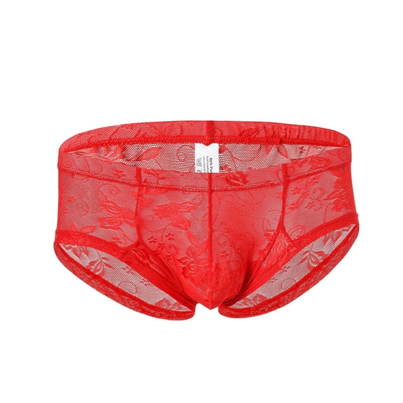 Xijirk Mens Underwear,Strap Briefs Fashion Lace Lingerie Style Soft Daily Comfort Unique Design Lightweight Breathable Wear,Men's Underwear,Red,XL
