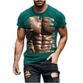 thumbnail image 3 of Plus Size Fake Muscle Shirts for Men 2024 Funny Holiday T-shirt Short Sleeve 3D Printed Tees for Going Out Resort, 3 of 6
