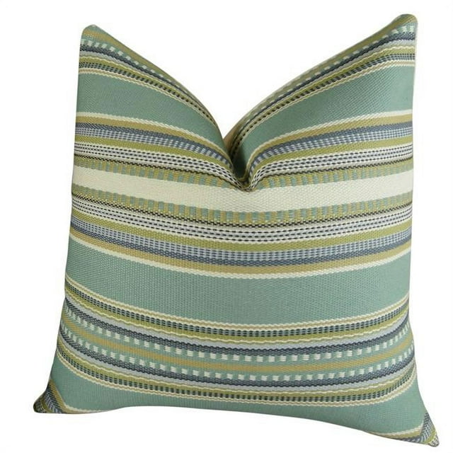 Plutus Chic Stripe Aloe Handmade Throw Pillow, (Double sided 20" x 20")