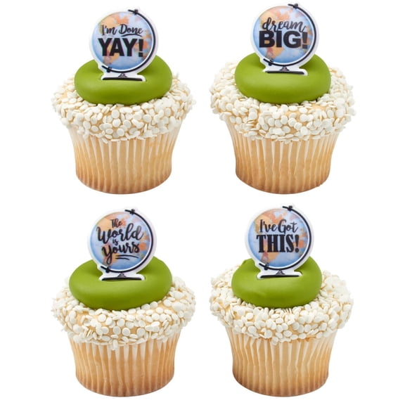 CakeDrake Graduation Cupcake Rings Inspirational Dream Big Cake Toppers 12 Count