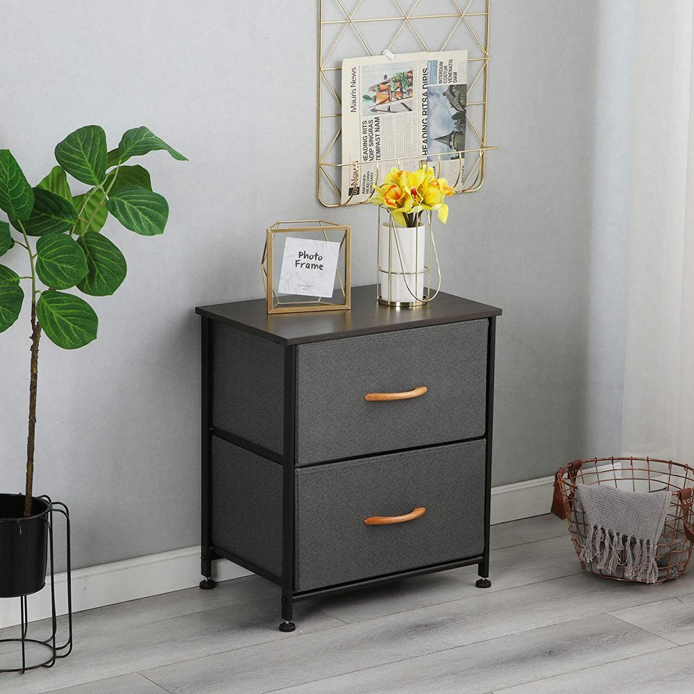 Somdot Nightstand Small Dresser with 2 Drawers Fabric Dresser for