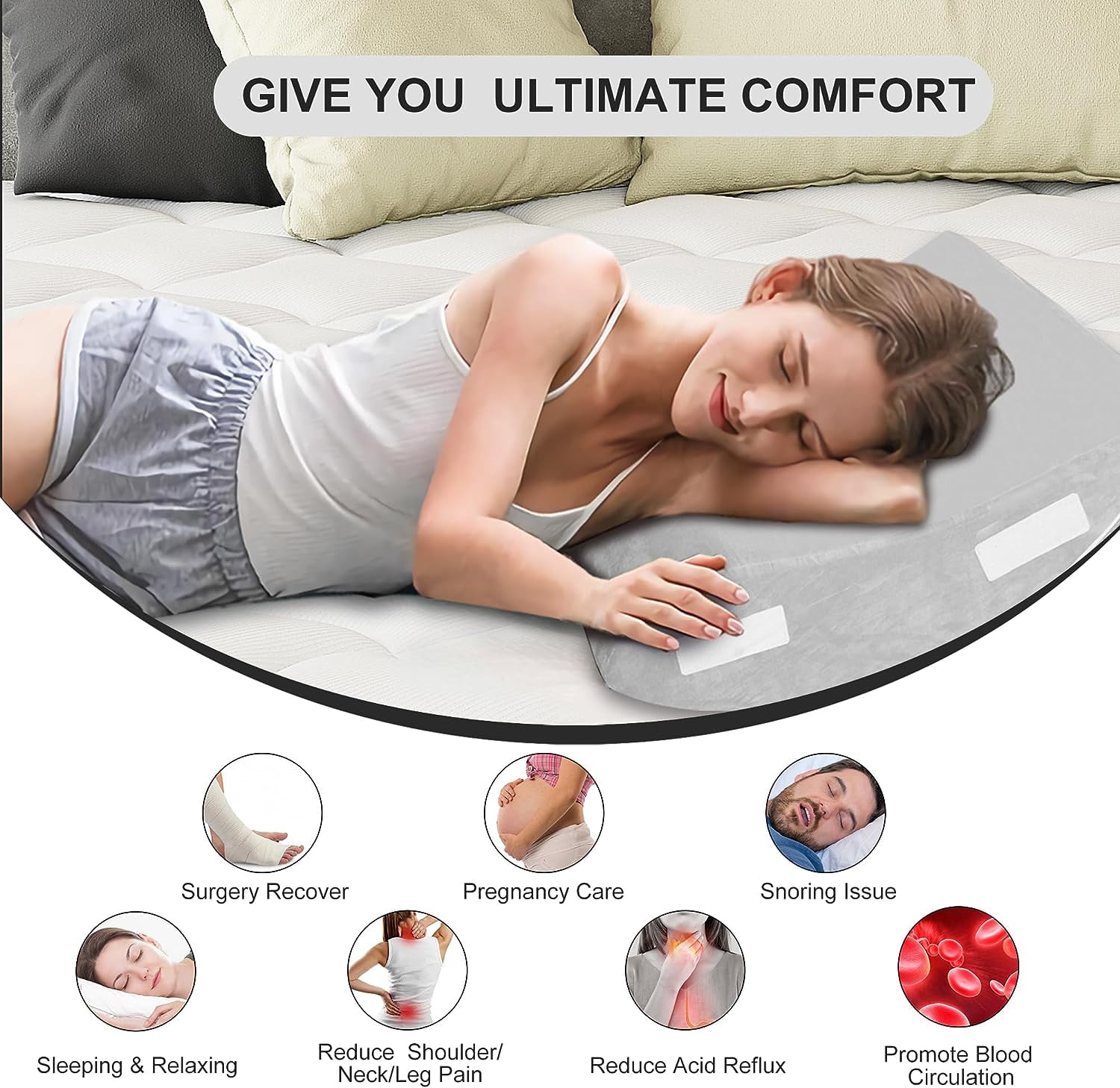 Ganaver 6Pcs Wedge Pillow for Sleeping, Orthopedic Bed Wedge Pillows for  After Surgery, Foam Sit Up Pillow Wedge for Back, Shoulder Support, Leg  Elevation, Acid Reflux, Gerd, Snoring White Grey - Yahoo