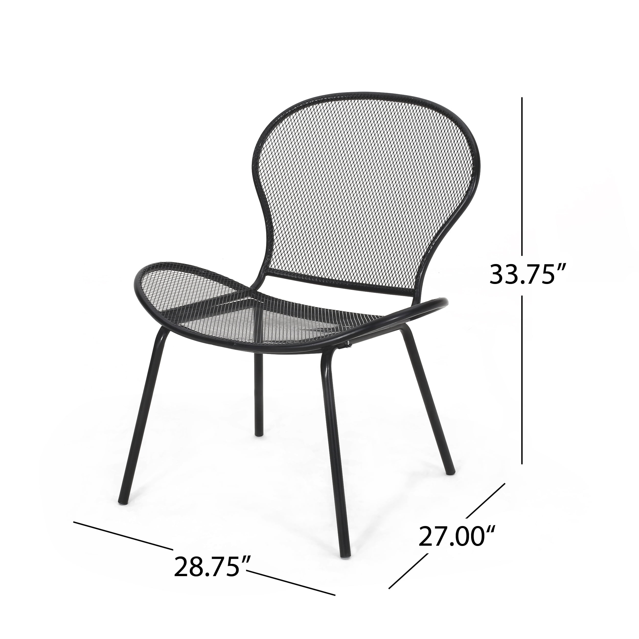 Kreighton Modern Outdoor 2 Seater Iron Chat Set with Side Table, Matte Black