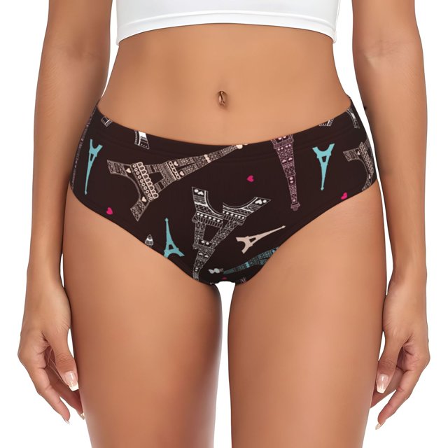 Balery Eiffel Tower Ropa Interior de Algodón para Mujer con Dibujo – Braguitas Cómodas y Elásticas, Estilo Clásico-Medium