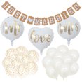 thumbnail image 2 of Juego de decoración de boda decorativa Just Married, 24 piezas, globos blancos, figuras de boda, globos de helio para decoración de mesa vintage, fiesta rústica y despedida de soltera, 2 of 7