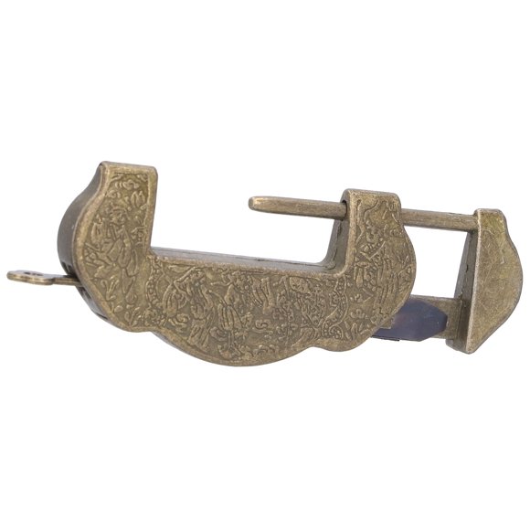 Antique Padlock, Door Lock Exquisite Delicate Chinese Carved Retro-looking for Gift Tool Boxes for Wooden Jewelry Boxes Antique Brass Color