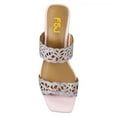 thumbnail image 4 of FSJ Women Open Square Toe Cutout Mules Double Strap Low Chunky Crystal Heels Dressy Evening Prom Slide Sandals Size 9 Pale Pink, 4 of 4