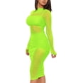 thumbnail image 4 of GHSDFBB Women Sexy Bodycon Dresses See-Through Sheer Mesh Ruched Bodycon Party Club Night Dress, 4 of 7