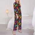 thumbnail image 3 of Honeii Colorful Cats print Women's Pajama Sets Long Sleeve Button Down Sleepwear Nightwear Soft Pjs Lounge Sets-Large, 3 of 7