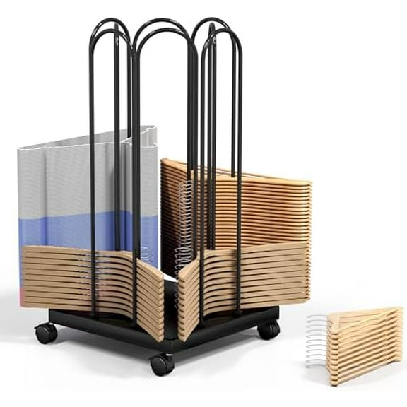 4 Side Storage Hanger Stacker Cart, Hanger Organizer Stacker with 4 Wheels, Clothes Hangers Storage Rack, 4 in 1 Rack Stand for Laundry Room, Shopping Mall, Specialty Store