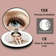 thumbnail image 2 of HTSQYL LED Lighted Travel Makeup Mirror, 1x/10x Magnification - Daylight LED, Compact, Portable, Large 3.5" Wide Illuminated Folding Mirror Black, 2 of 8