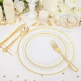 thumbnail image 4 of 176 Pieces Gold Dinnerware Disposable - White and Gold Plastic Plates Includes 50 Plates, 25 Plastic Silverware, 25 Napkins, 25 Cups and 1 Tablecloth for Wedding Party, 4 of 9