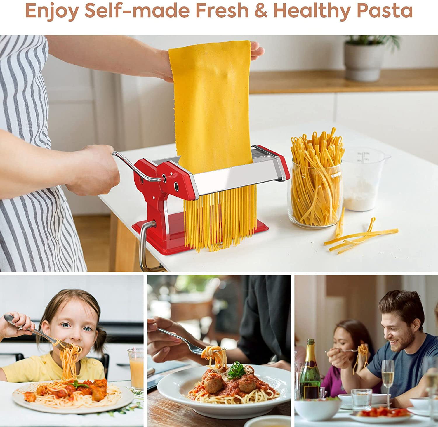 Kitcheniva Stainless Steel Fresh Pasta Maker Roller Machine, 1 Pcs - Fry's  Food Stores