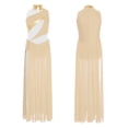 thumbnail image 3 of inlzdz Kids Girls Lyrical Dance Dress Halter Sleeveless Overlay Chiffon Tulle Skirt Contemporary Dancewear Yellow 6, 3 of 6