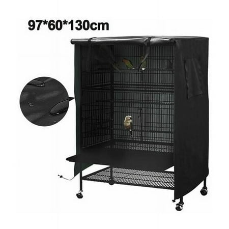 Bird Cage Cover, Breathable Fabric Unique Design for Universal Bird Cages, Durable Oxford Material Waterproof Windproof for Parakeets Lovebirds - Black (97*60*130CM)