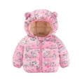 thumbnail image 2 of Baby Winter Coat Baby Girls Puffer Coat Baby Hoodie with Bear Ear Zipper Windproof Jacket Outwear for Baby Winter Warm Outerwear Warm Thick Clothes 3-4 Years, 2 of 3