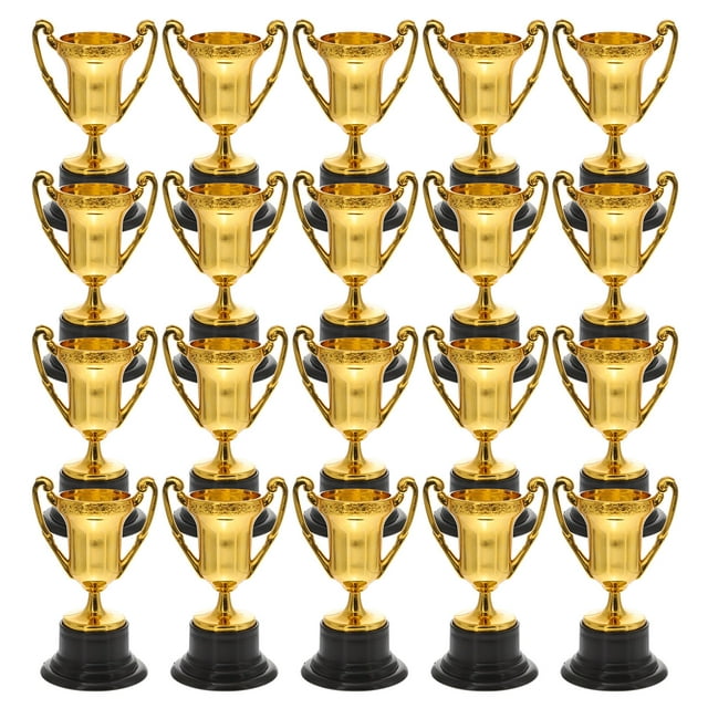 MOVTOTOP 20Pcs Kids Reward Trophy Plastic Prize Cup Children Reward Prizes Small Cup with Base Golden