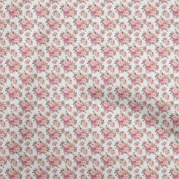oneOone Cotton Poplin Twill White Fabric Watercolor Floral Sewing Craft Projects Fabric Prints By Yard 56 Inch Wide-aC