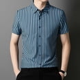 thumbnail image 5 of IWRICH Strip Shirts for Men Short Sleeve Button down Shirt Casual Formal Business Regular Fit Shirts with Pocket Blue XXXL, 5 of 6