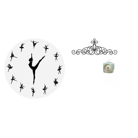 Elodie Horloge Murale Ballerine Dance Girl avec Mouvement Silencieux et Décoration Artistique Florale en Métal pour Cuisine Bureau Maison Patio Intérieur Extérieur Porche Clôture