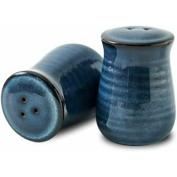 Blue Salt and Pepper Shakers Set, Ceramic Salt and Pepper Shakers, Farmhouse Kitchen Decor for Home Restaurants, Spice Shaker for Cooking Baking BBQ