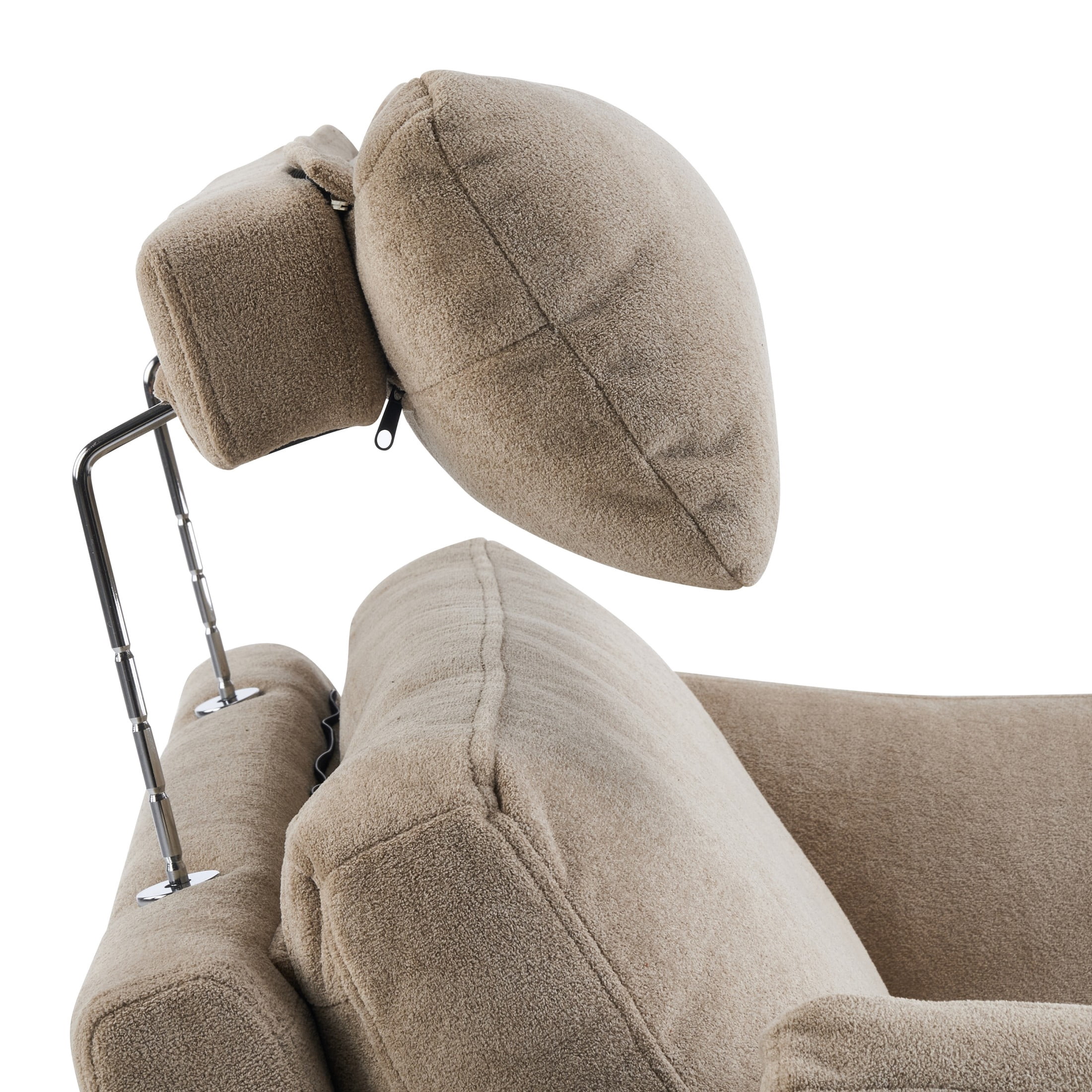 Christopher Knight Home Modern Oversized Manual Recliner Chair with Adjustable Headrest and Pillows, Almond
