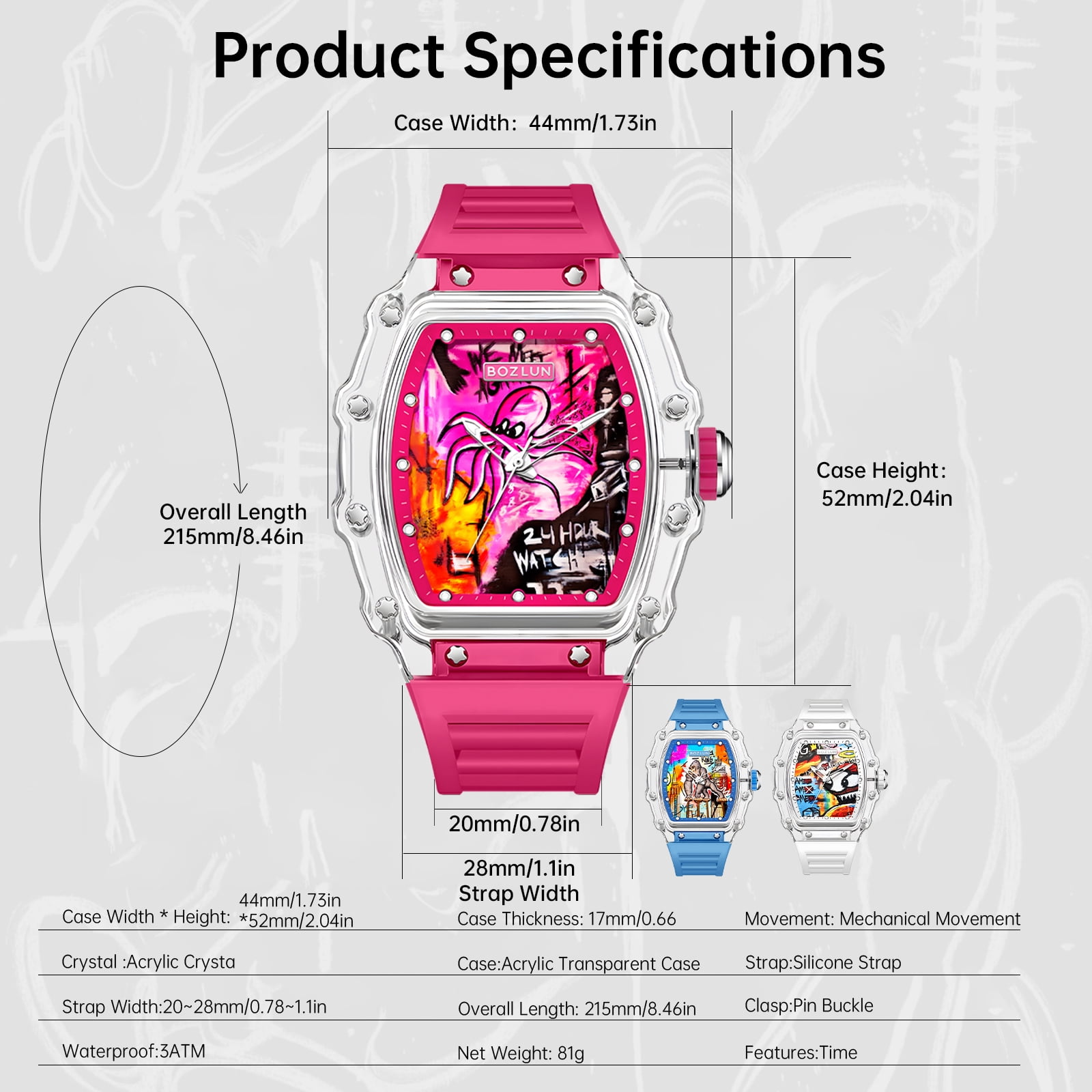 BOZLUN Men Watch Luxury Automatic Mechanical Watches Self Winding, Luminous Waterproof 3D Dial Watches for Man