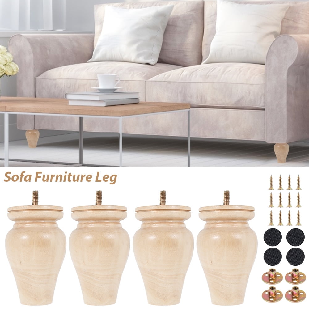 Pack of 4 Wood Furniture Legs Sofa Legs Square Couch Legs Beige Mid Century Modern Replacement Legs for Armchair Recliner Coffee Table Dresser Walmart