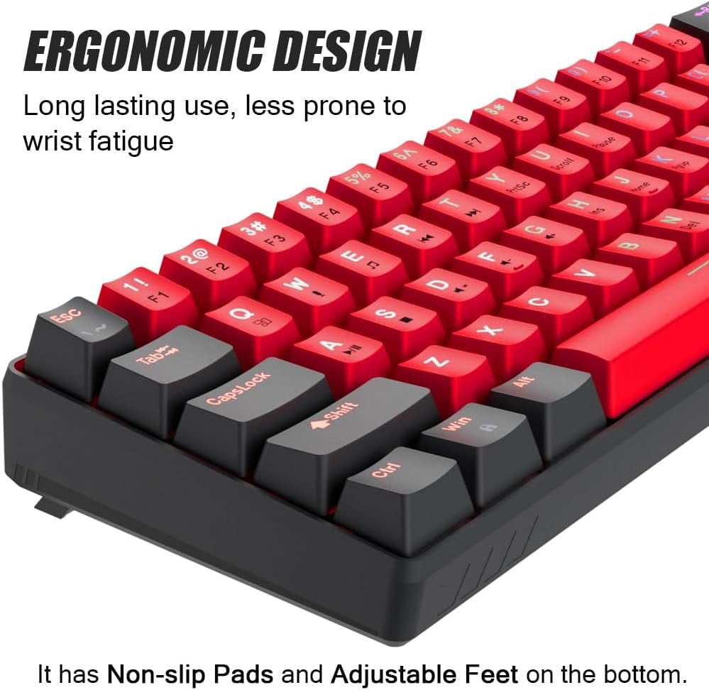 60% Mechanical Gaming Keyboard Balck Wired Compact Keyboard Anti-Ghosting No-Conflict 61 Swappable keycaps Design for Windows/