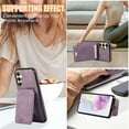 thumbnail image 5 of Crossbody Wallet Case for Samsung Galaxy S25, Elegant PU Leather Flip Kickstand Phone Cover with RFID Blocking Card Holder, Shockproof Case with Detachable Long Strap for Women Girl,Purple, 5 of 9