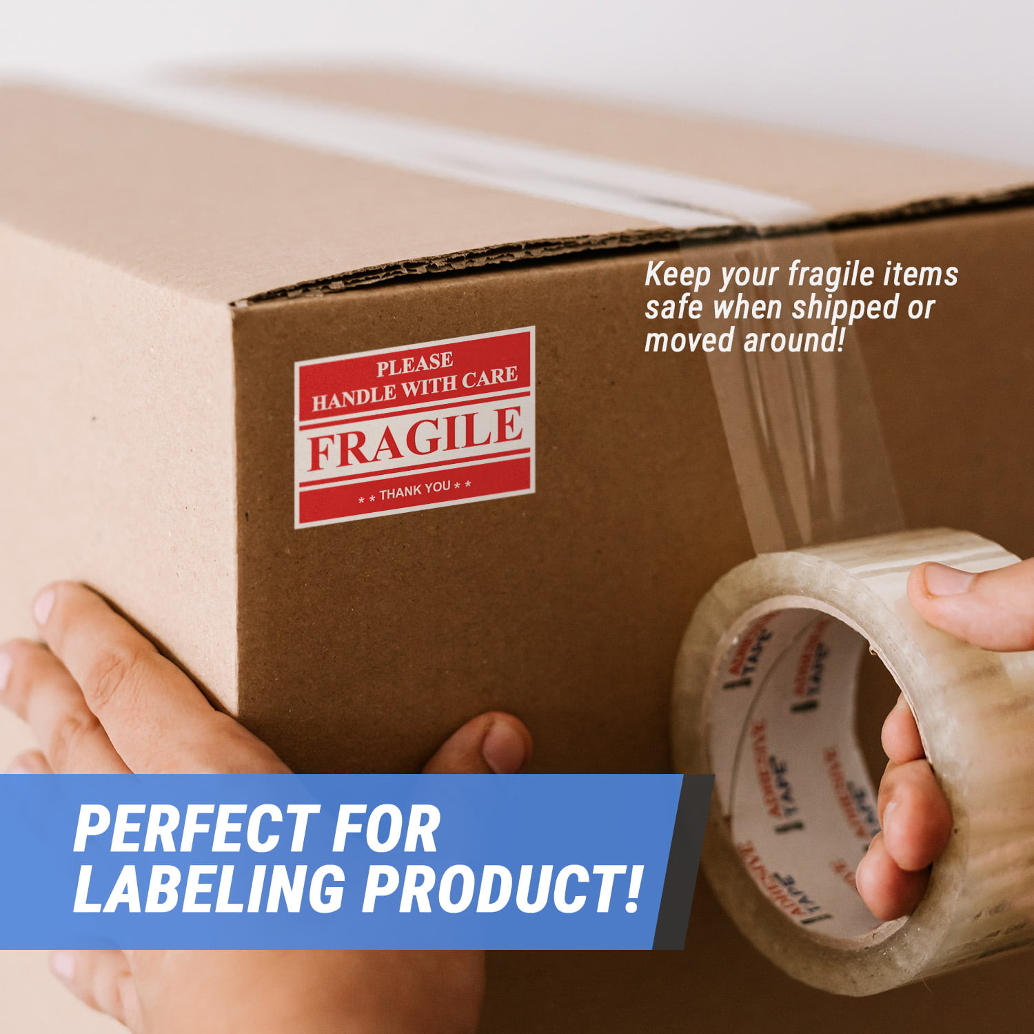 1 Roll CELION Fragile 2 X 3 Handle with Care Stickers for Shipping,Extra Large Home Moving Packing Labels Stickers for Box,500 Labels Per Roll 