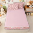 thumbnail image 4 of Erosebridal Tulip Bow Duck Print Zipper Full Size Comforter Sets with Fitted Sheet and 2 Pillowcases for Girl, Pink Kawaii Farm Goose Zipper Bedding Set, Pink Reversible, 4 Pieces, 4 of 7