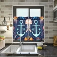 thumbnail image 4 of Yayeee Kitchen Curtains Tier Pair Light Filtering 27"x36" Rod Pocket Short Cafe Window Panel, Blue Anchor, 4 of 7