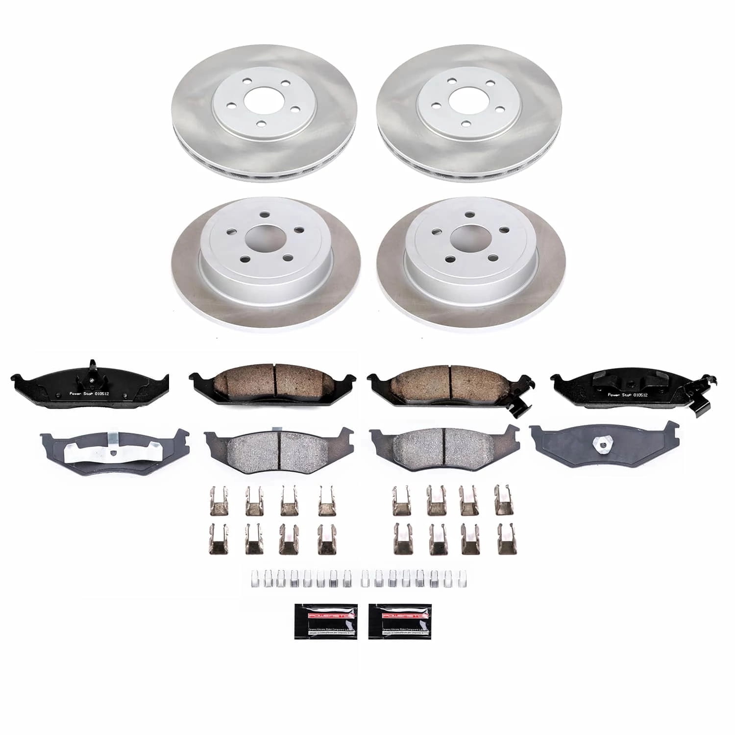 PowerStop Front and Rear Semi-Coated Rotor and Low-Dust Ceramic Brake Pad Kit SC1680