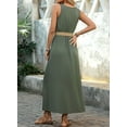 thumbnail image 4 of Robes d'Été pour Femmes Sans Manches à Boutons Taille Décontractée Ligne A Évasée Robe Midi Robe d'Été Vert TG, 4 of 10