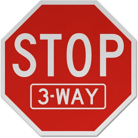 Aluminum 3 Way - Traffic Signs - Stop 3 Way Sign 12 x 8 Aluminum Sign Street Weather Approved Sign 0.04 Thickness
