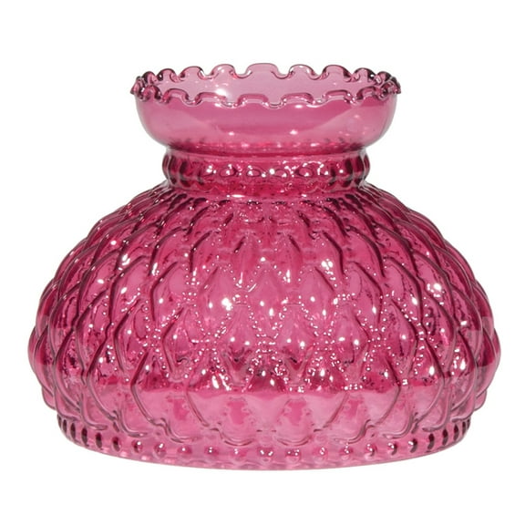 B&P Lamp 7" Diamond Quilted Pattern Cranberry Color Student Glass Shade with Crimped Top