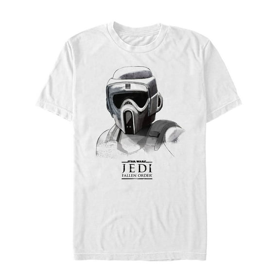 Men's Star Wars Jedi: Fallen Order Grayscale Scout Trooper Graphic Tee White X Large