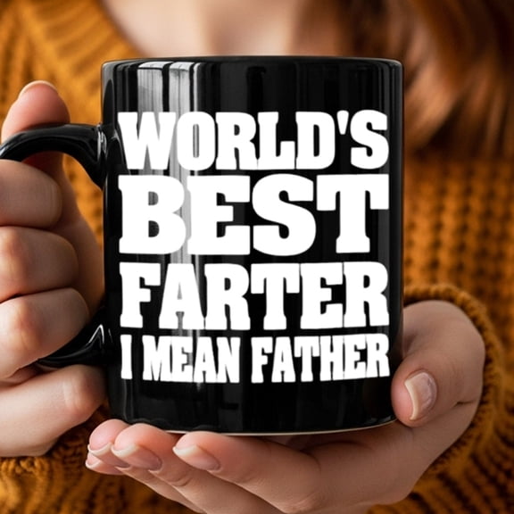 1pc Funny Dad Coffee Mug - World's Best Farter I Mean Father Novelty Gift, Black Ceramic Cup With Humorous Fart Joke For Home & Office Use, Father's Day Birthday Christmas Present For Dad, Husband,