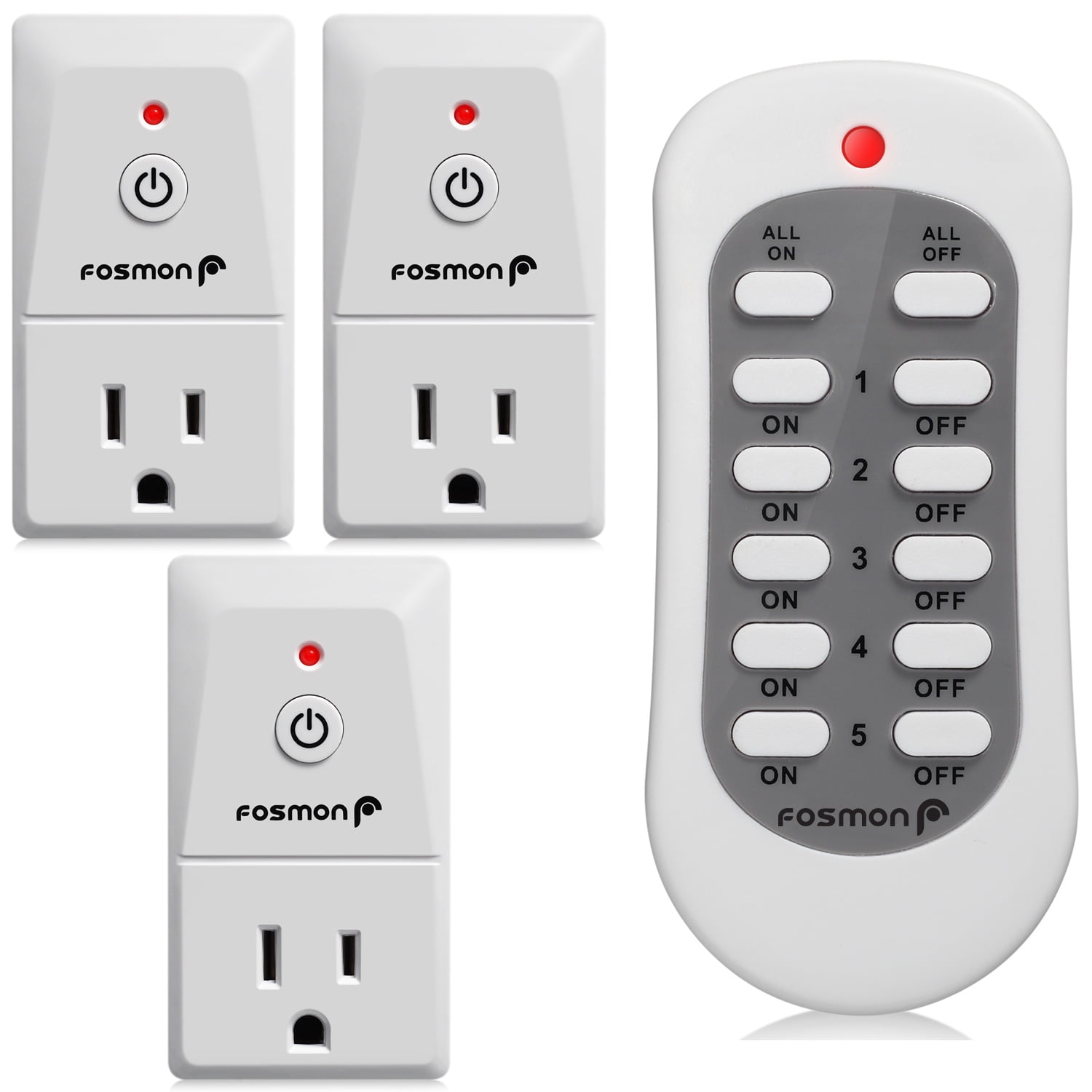 Fosmon 3 Ac Power Outlet And 1 Wireless Remote Control 3 Prong Indoor Electrical Plug In Light Switch Etl Listed Walmart Com