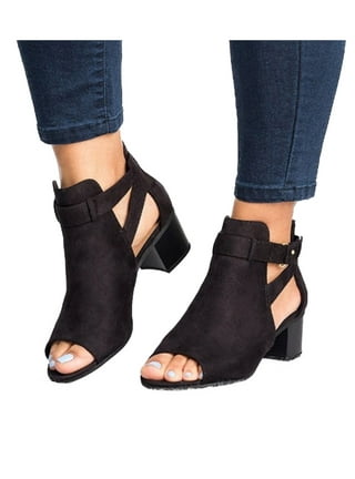 Dezi buckle peep toe ankle boot in black cheap