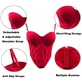 thumbnail image 6 of Women's Bustiers & Corsets Spaghetti Strap Underwire Push Up Full Coverage Bodysuit Solid Color Slimming Bustier Tops (L, Red), 6 of 8