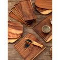 thumbnail image 2 of Walnut Solid Wood Japanese Pizza Tray Tableware Baking Grilled Steak Hotel Bowl Bread Cake Rectangular Fruit Plate, 2 of 5