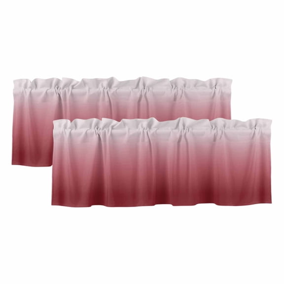2 Pack Red Gradient Valance for Window Kitchen Valance Rod Pocket Short Curtain Topper Decorative Window Treatment for Living Room Bedroom 54"x18"