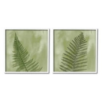 Fern Sprouts Forest Nature Leaves Botanical & Floral Graphic Art White Framed Art Print Wall Art, Set of 2